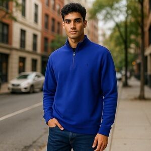 POLO RALPH LAUREN 1/4 ZIP PULLOVER, Size Medium, Royal Blue